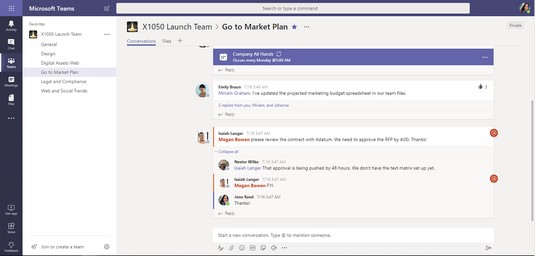 Microsoft Teams user interface