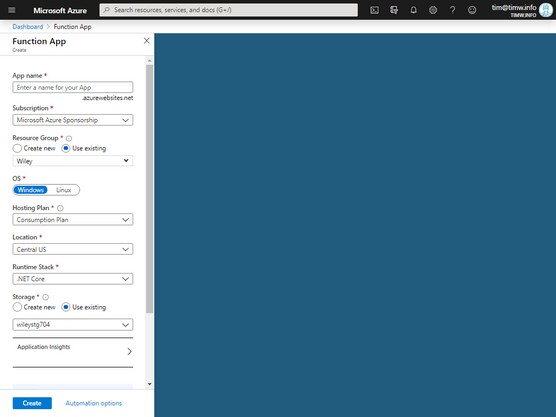 Creating Azure Funtion App