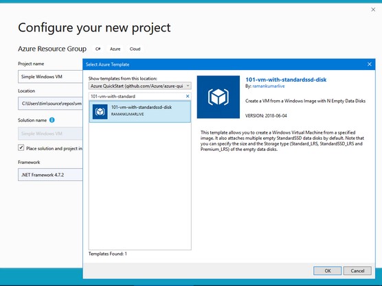 Creating a resource group deployment project in Visual Studio 2019