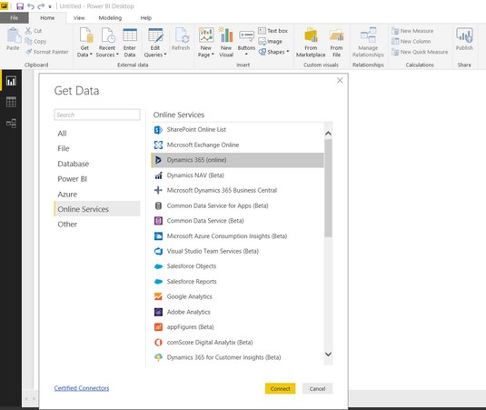 Power BI Get Data Dynamics 365