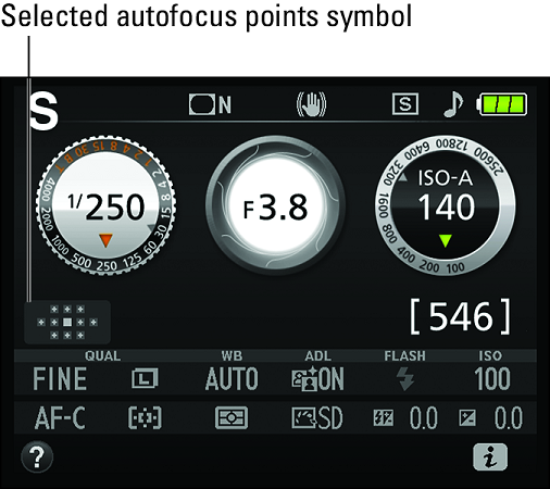 Nikon D3500 Autofocus points symbol