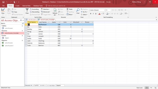 Access crosstab query