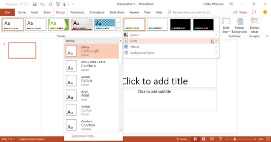 Office 2019 font/color themes
