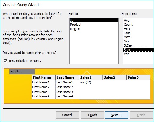 Crosstab Query Wizard Access