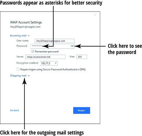 setting up IMAP in Outlook