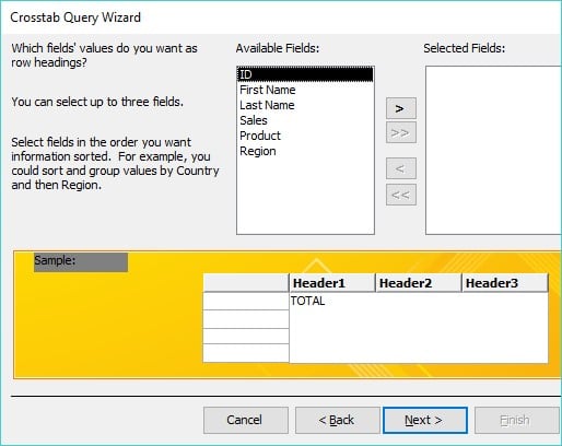 crosstab query Access 2019