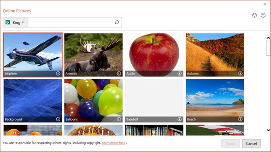 online pictures PowerPoint 2019