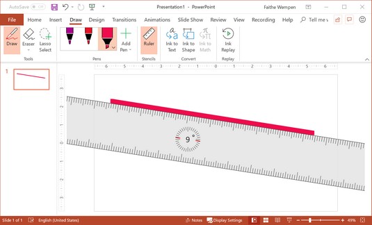 Ruler tool Office 2019