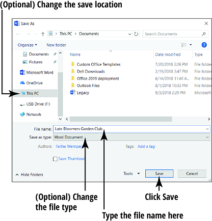 save location Office 2019