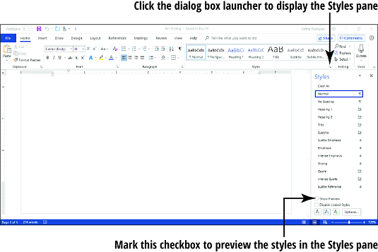 How To Apply Styles And Style Sets In Word 19 Dummies