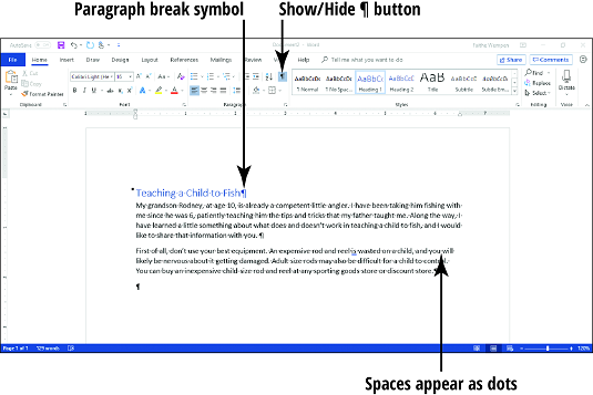 Word 2019 paragraph markers