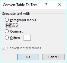 Convert Table to Text Word