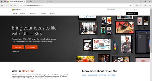 Office 365 landing page