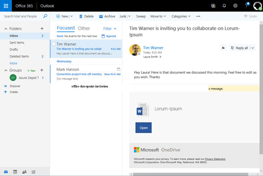 SharePoint invitation to share