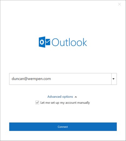 Outlook 2019 configure account