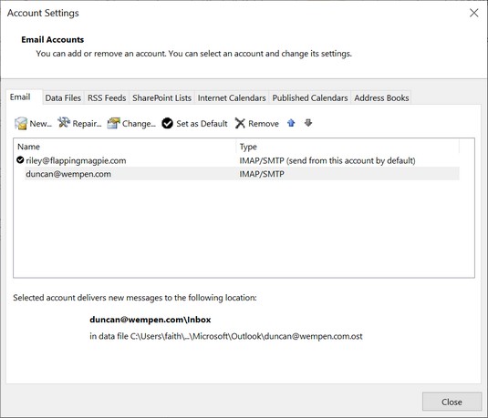 changing email settings in outlook for office 365