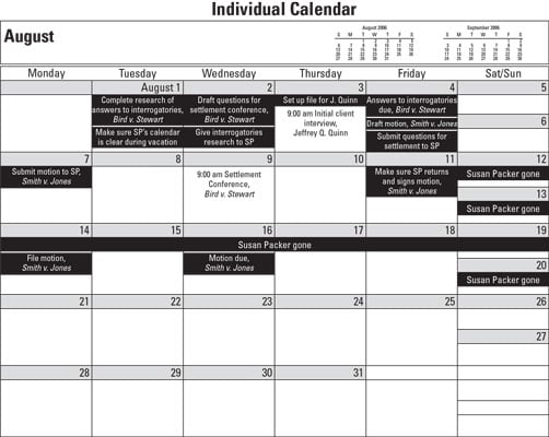 calendar for law office