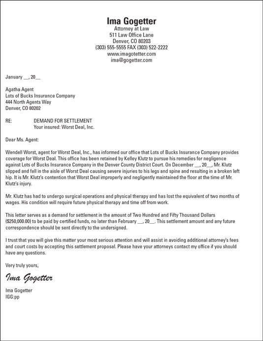 Sample Demand Letter From Attorney from www.dummies.com