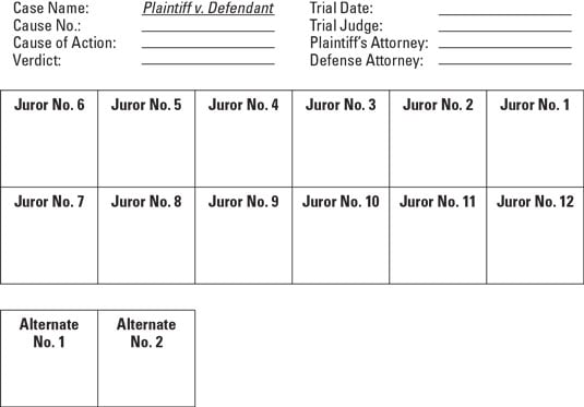 Jury Panel Seating Chart Template