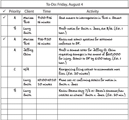 to-do list for paralegal