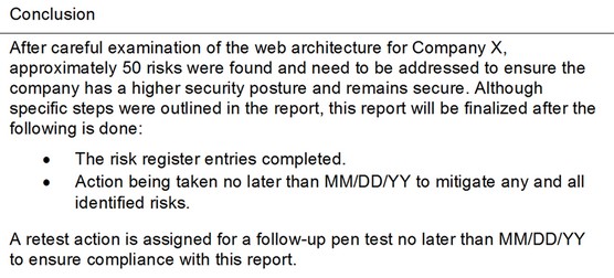 pen test report conclusion