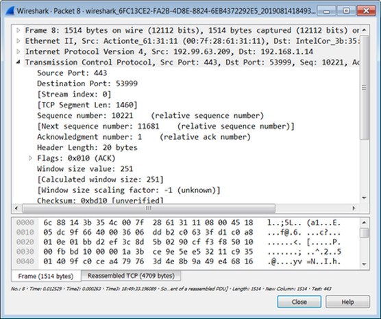 Wireshark data