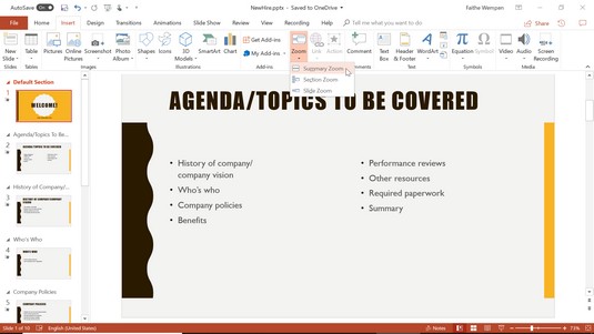 Summary Zoom Powerpoint 2019