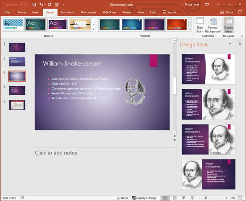 Use The Design Ideas Feature To Design Your Powerpoint 19 Slides Dummies