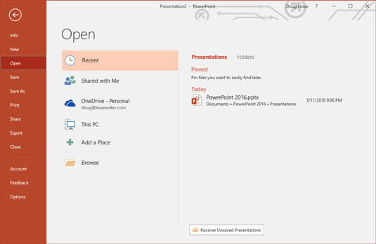 how to open file in presentation mode