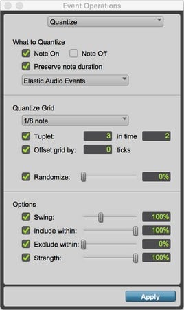 Event Operation Quanitze Elastic Audio