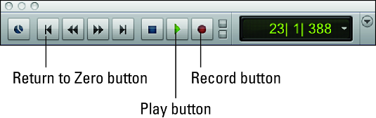 Pro Tools recording controls