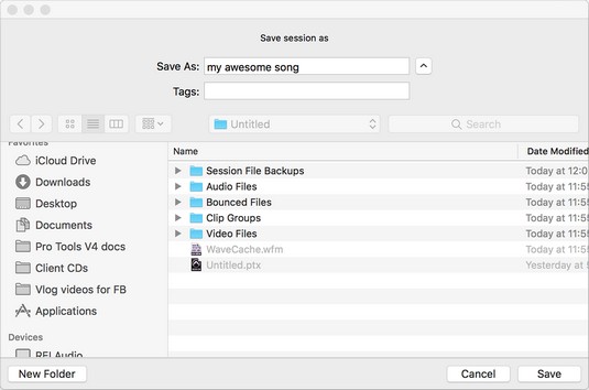 save session Pro Tools