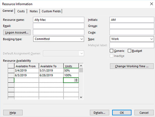 Project resource availability