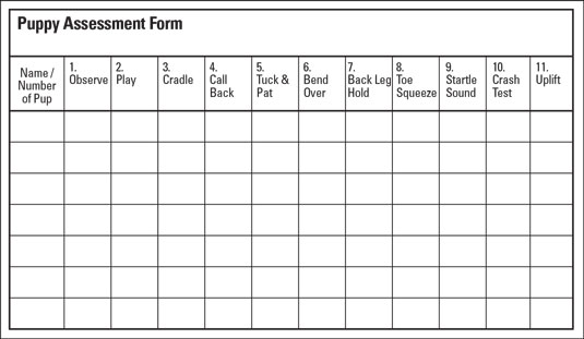puppies assessment form
