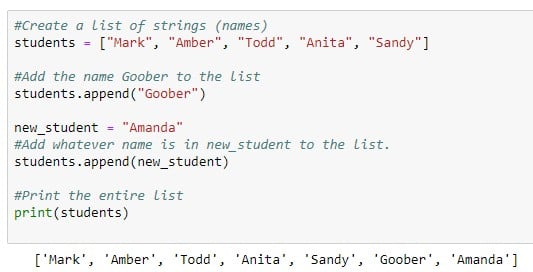 How to append element in the list using Append(), insert() and