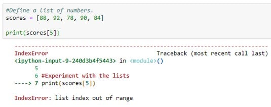 Python index range