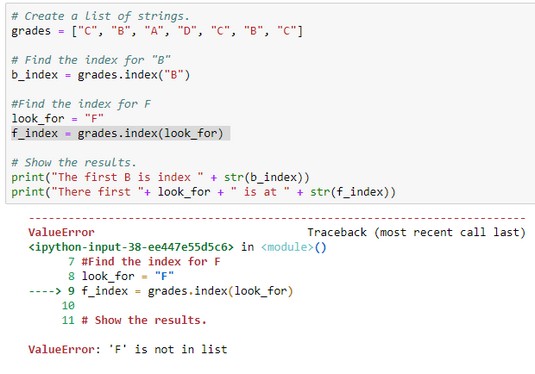 Python list item index
