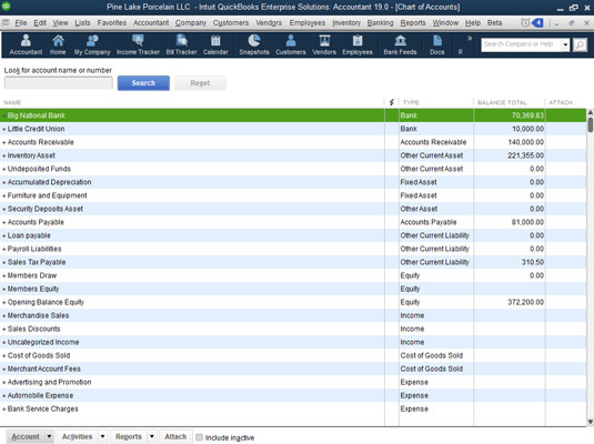 Credit Card Chart Of Accounts Quickbooks