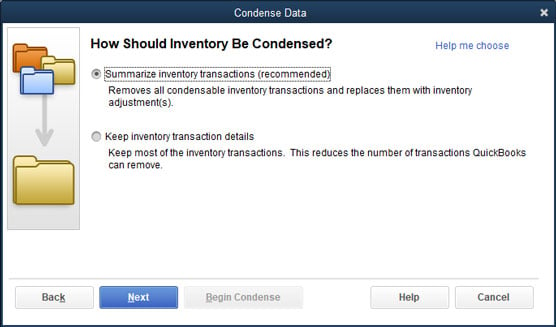 fourth Condense Data dialog 