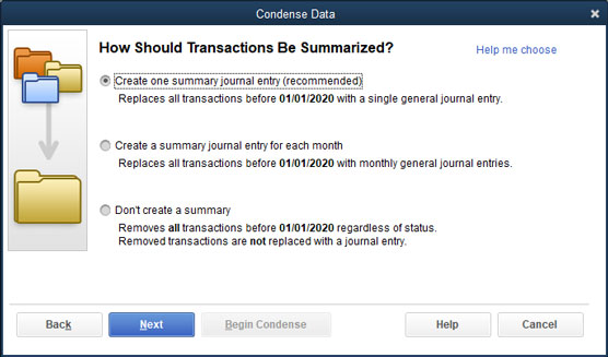 third Condense Data dialog