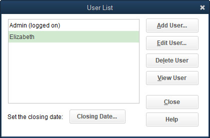 The Users dialog box