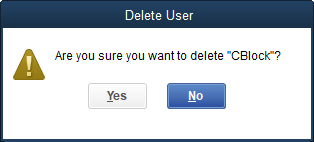 The Delete User dialog box.