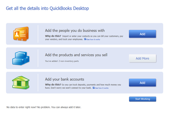 The Get All the Details into QuickBooks Desktop dialog box