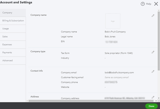 Account Settings dialog