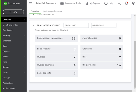 QuickBooks Online Gear menu