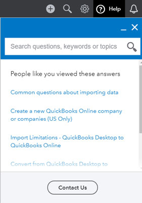 QuickBooks Online Help menu