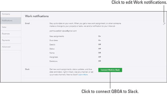 QuickBooks Online notifications