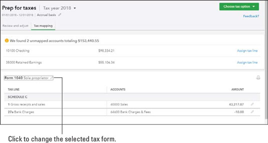 QBO tax mapping