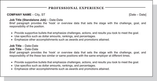 Grouping positions on resume