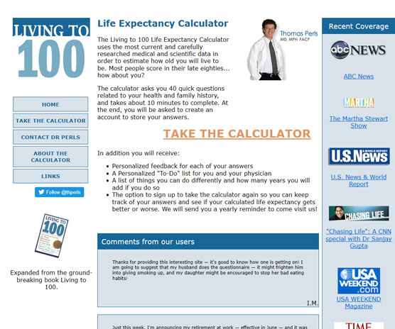 Living to 100's Life Expectancy Calculator